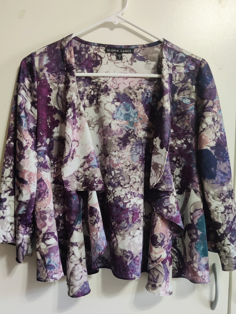 Gloria Lance Floral Watercolor Open Front Cardigan